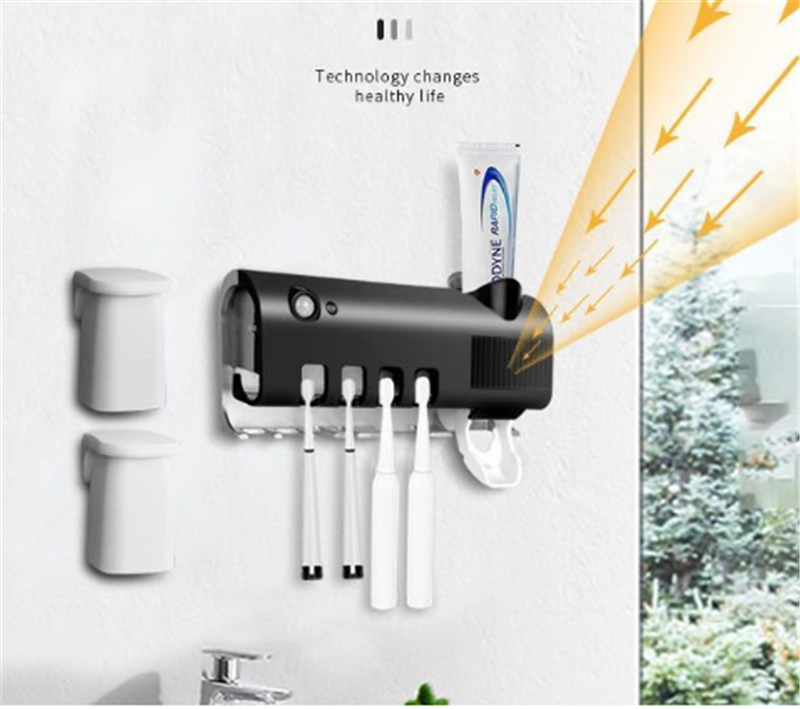 Bathroom Toothbrush Holder With Toothpaste Dispenser