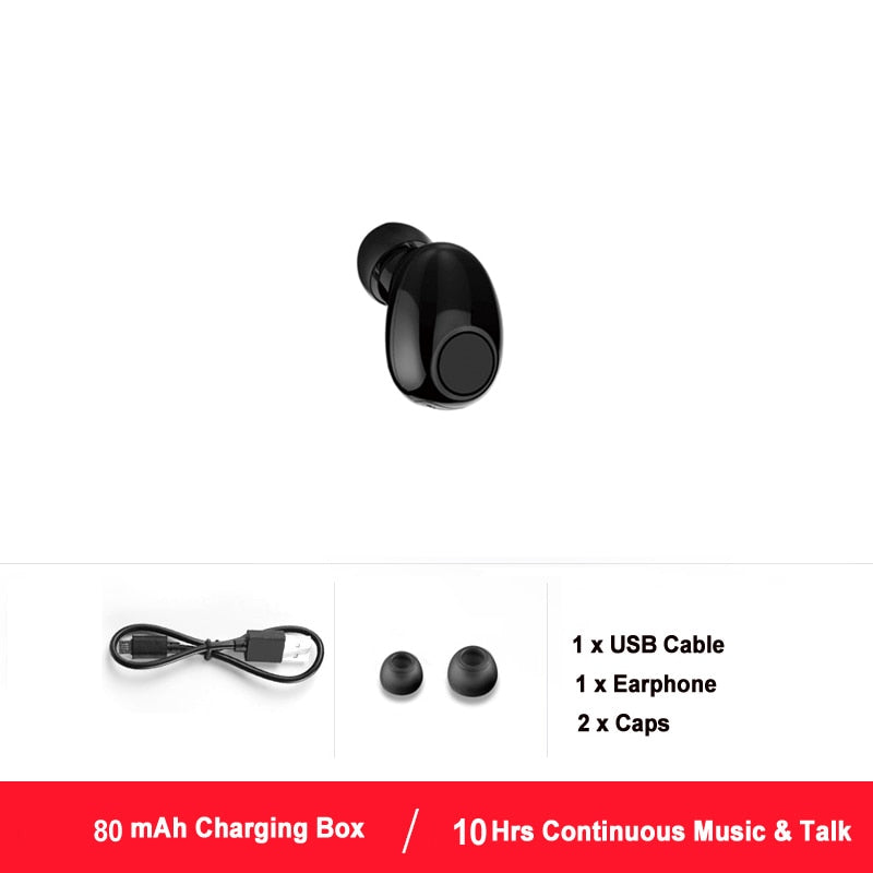 Single Ear or Dual Ear Mini Bluetooth Earbuds