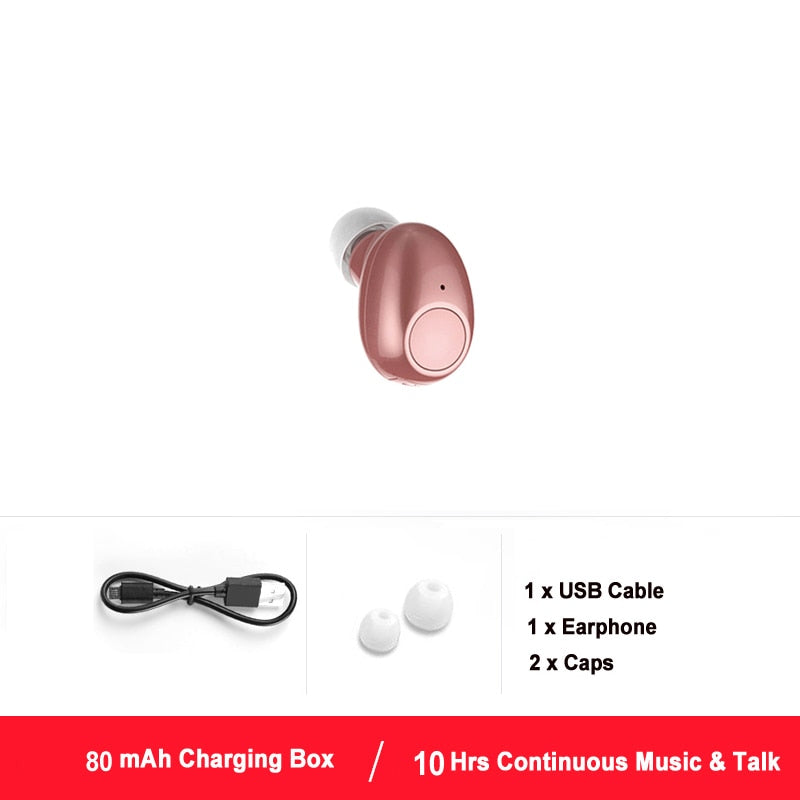 Single Ear or Dual Ear Mini Bluetooth Earbuds