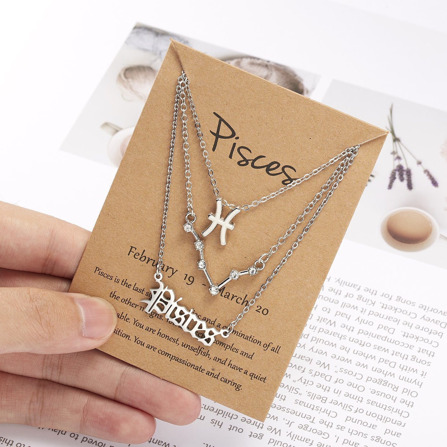 3Pcs/Set Zodiac Sign Necklace For Women