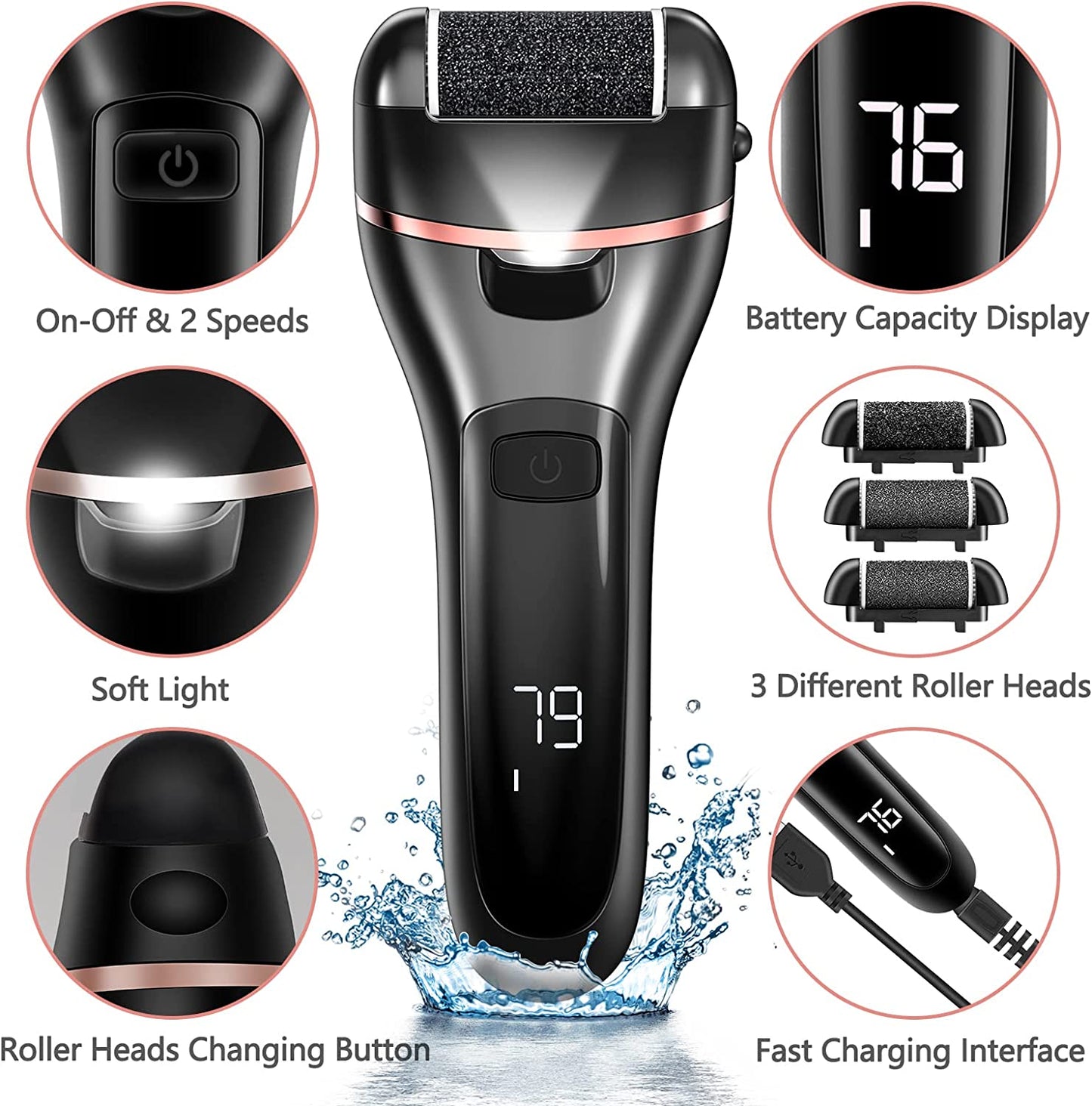 Electric Foot File Callus Remover with Optional Accessories