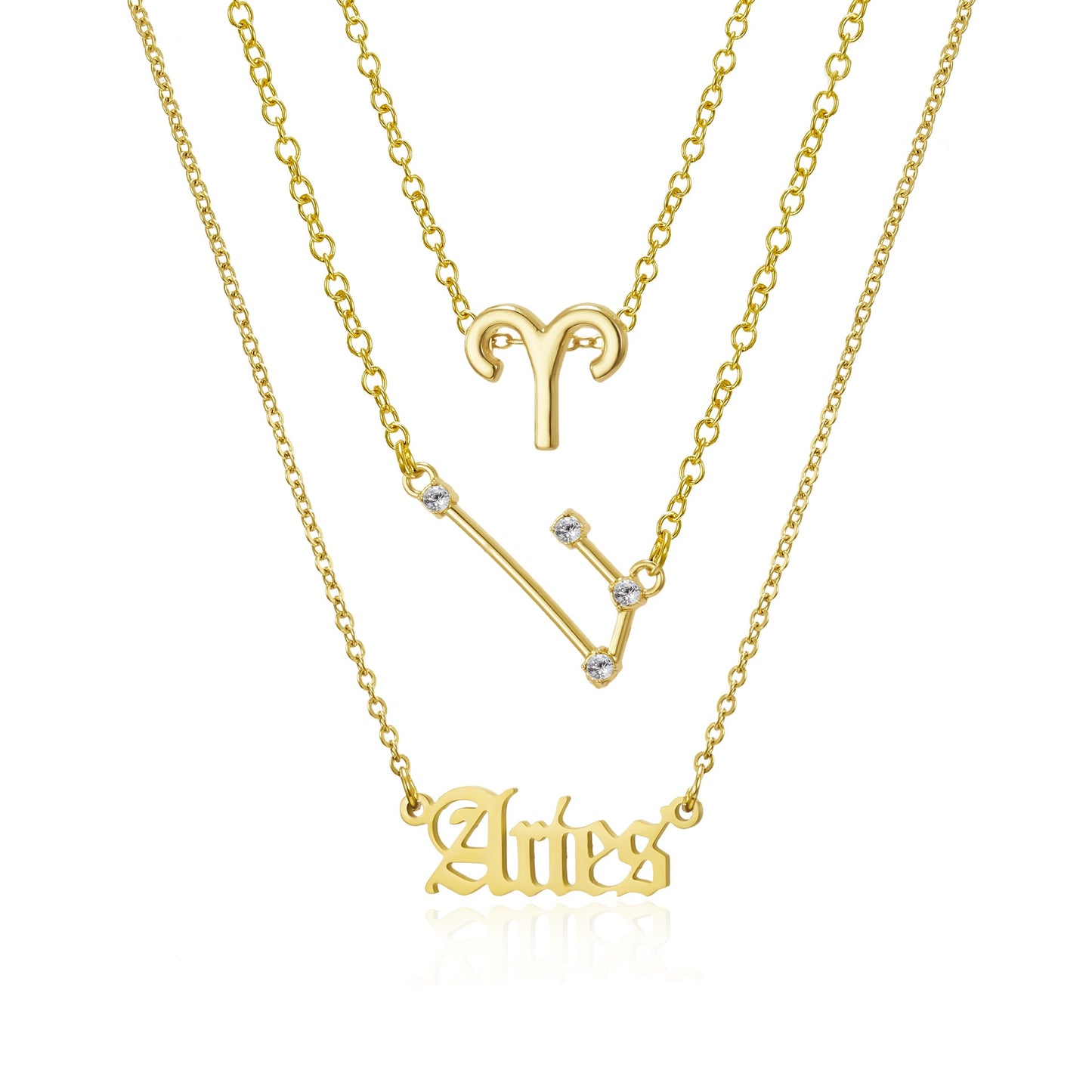 3Pcs/Set Zodiac Sign Necklace For Women