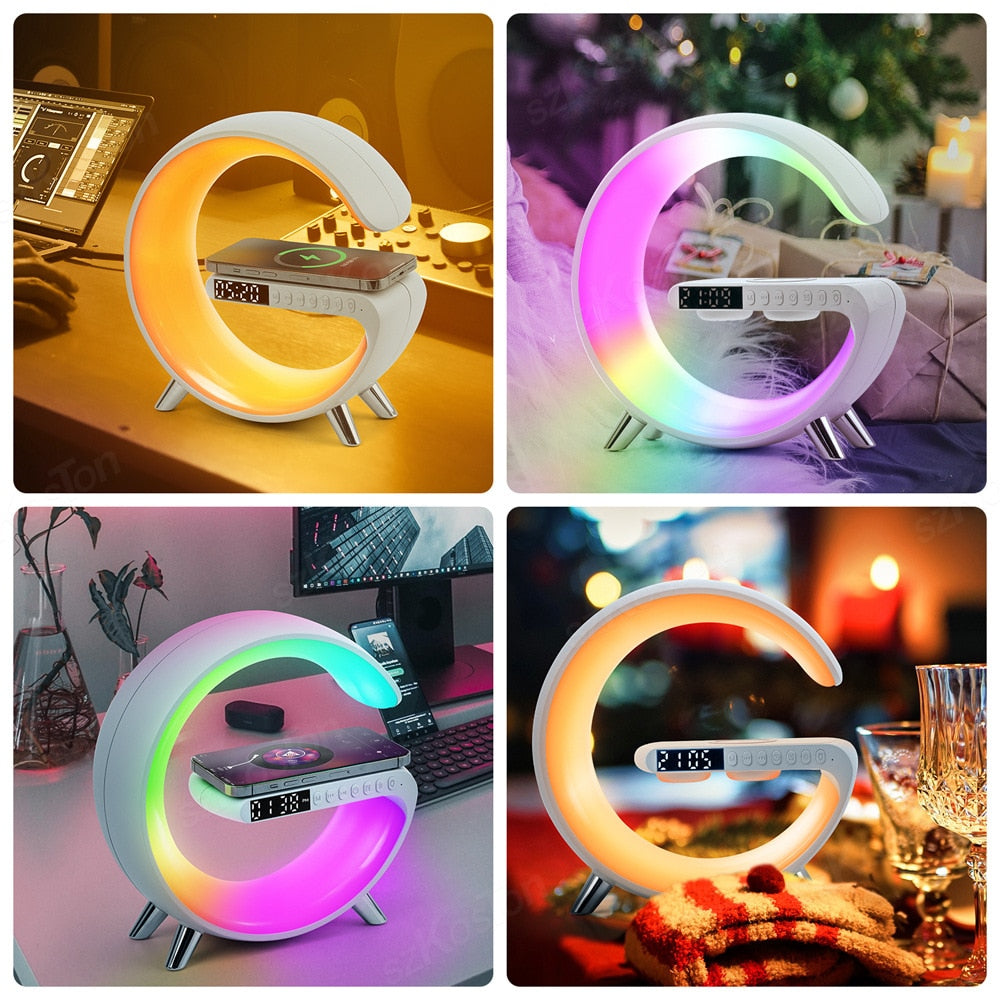 Night Light Atmosphere Lamp/Digital Alarm Clock /Speaker /Wireless Charger